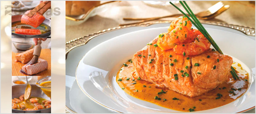 Tronco de salmón confitado con curry